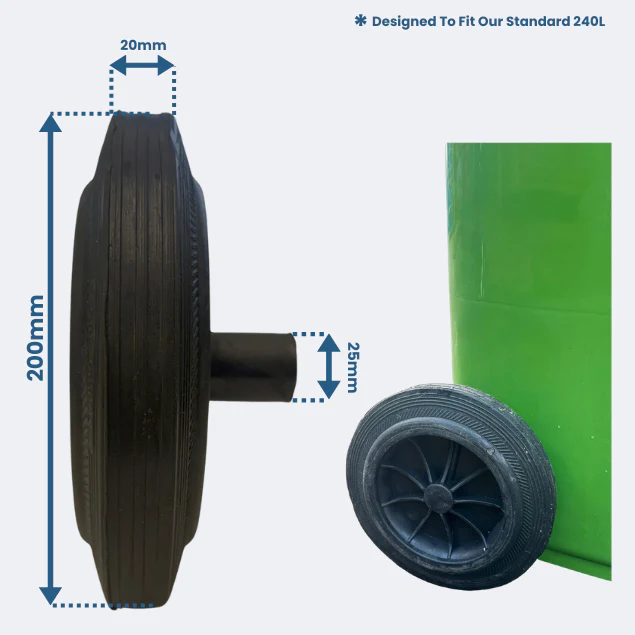Wheelie Bin Wheels (Single) - Single Replacement Wheel - Image 3