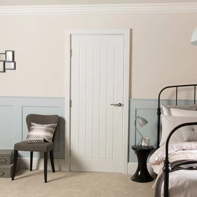 White Internal Door | Vertical 5 Panel Textured | Standard Core - Image 4